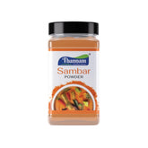 Pack of 2 Thannam Sambar Powder (200GM), vegetarian masala blend with coriander, chilly, pepper, fenugreek, mustard, jeera, fennel, toor dal, black dhal, curry leaf, turmeric and salt. Natural spices may vary due to seasonal changes