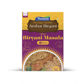 Thannam Ambur Biryani Masala Powder with Rice (450GM), vegetarian spice blend of Seera Samba Rice, Kashmiri Chilli, Black Pepper, Turmeric, Coriander, Onion, Ginger, Garlic, Cassia, Cardmon, Sunflower Oil, ideal for authentic South Indian rice dishes