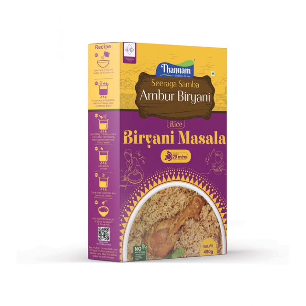 Thannam Ambur Biryani Masala Powder With Rice (450GM) - Vegetarian spice blend with Seera Samba Rice, Kashmiri Chilli, & more for homemade authentic Indian cuisine
