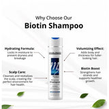 Unisex biotin protein shampoo (300ml) for all hair types, restores softness and shine