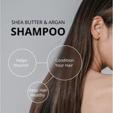 Unisex 350ml protein shea butter shampoo, restores softness, shine, and strength for all hair types