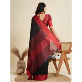 Women's Raw_Silk Woven Saree With Unstitched Blouse 5.5Mtr (Black)