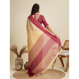 Women's Raw_Silk Woven Saree With Unstitched Blouse 5.5Mtr (Beige)