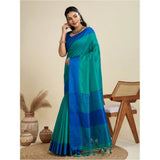 Women's Raw_Silk Woven Saree With Unstitched Blouse 5.5Mtr (Aqua_Blue)