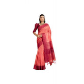Raw Silk woven peach saree with unstitched blouse (5.5Mtr) - exquisite traditional Indian wear on mannequin