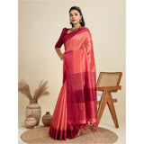 Women's Raw_Silk Woven Saree With Unstitched Blouse 5.5Mtr (Peach)