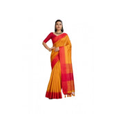 Mustard raw silk woven saree with unstitched blouse (5.5Mtr), traditional Indian women's attire
