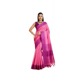 Pink raw silk woven saree with unstitched blouse (5.5Mtr), traditional Indian women's fashion accessory