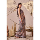 Women's Faux_Linen Printed Saree With Unstitched Blouse 5.5Mtr (Mauve)