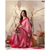 Women's Georgette Printed Saree With Unstitched Blouse 5.5Mtr (Light_Pink)