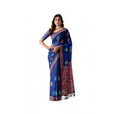 Blue Georgette printed saree with unstitched blouse (5.5mtr), high-quality traditional Indian wear