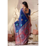 Women's Georgette Printed Saree With Unstitched Blouse 5.5Mtr (Blue)