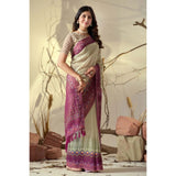 Women's Georgette Printed Saree With Unstitched Blouse 5.5Mtr (Light_Green)