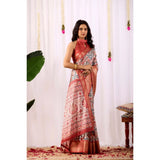Women's Faux_Silk Printed Saree With Unstitched Blouse 5.5Mtr (Off_White)