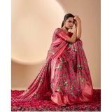 Women's Faux_Banarasi_Silk Printed Saree With Unstitched Blouse 5.5Mtr (Pink)