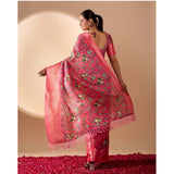 Women's Faux_Banarasi_Silk Printed Saree With Unstitched Blouse 5.5Mtr (Pink)
