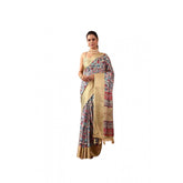 Women's Faux_Banarasi_Silk Printed Saree With Unstitched Blouse 5.5Mtr (Multicolor)