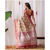 Women's Faux_Banarasi_Silk Woven Saree With Unstitched Blouse 5.5Mtr (Beige)