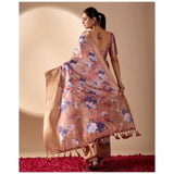 Women's Faux_Silk Printed Saree With Unstitched Blouse 5.5Mtr (Peach)