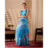 Women's Faux_Silk Printed Saree With Unstitched Blouse 5.5Mtr (Sky_Blue)