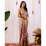Women's Faux_Silk Printed Saree With Unstitched Blouse 5.5Mtr (Multicolor)