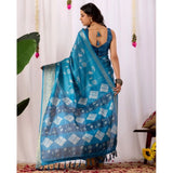Women's Faux_Banarasi_Silk Woven Saree With Unstitched Blouse 5.5Mtr (Turquoise)