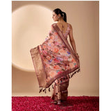 Women's Faux_Silk Printed Saree With Unstitched Blouse 5.5Mtr (Peach)