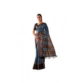 Blue faux art silk printed saree with unstitched blouse (5.5Mtr) - elegant, traditional women's fashion accessory