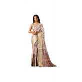 Grey faux-silk printed saree with unstitched blouse (5.5mtr)