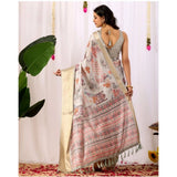 Women's Faux_Silk Printed Saree With Unstitched Blouse 5.5Mtr (Grey)
