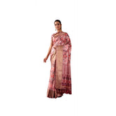 Pink faux silk woven saree with unstitched blouse (5.5mtr) - elegant Indian traditional wear for women