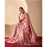 Women's Faux_Silk Woven Saree With Unstitched Blouse 5.5Mtr (Pink)