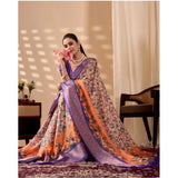Women's Faux_Silk Printed Saree With Unstitched Blouse 5.5Mtr (Orange)