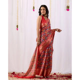 Women's Faux_Patola Woven Saree With Unstitched Blouse 5.5Mtr (Red)