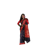 Women's Faux_Tussar_Silk Printed Saree With Unstitched Blouse 5.5Mtr (Black)
