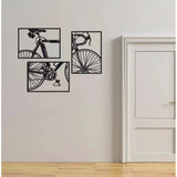 Black wood cycle bicycle wall decor, ideal for living room, bedroom, dining room, and office
