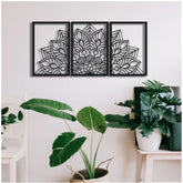Black wood Zen Mandala wall decor, ideal for bedroom, living room, meditation space, or office