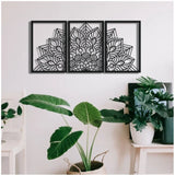 Black wood Zen Mandala wall decor, ideal for bedroom, living room, meditation space, or office