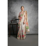 Women's Cotton Printed Saree With Unstitched Blouse 5.5 Mtr (Cream)