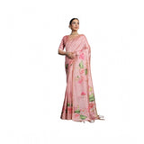 Women's Cotton Printed Saree With Unstitched Blouse 5.5 Mtr (Peach)