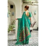 Women's Silk Blend Woven Saree With Unstitched Blouse 5.5 Mtr (Green)