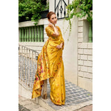 Women's Silk Blend Woven Saree With Unstitched Blouse 5.5 Mtr (Mustard)