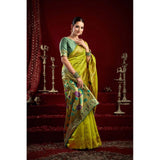 Women's Silk Blend Woven Saree With Unstitched Blouse 5.5 Mtr (Light_Green)