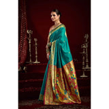 Women's Silk Blend Woven Saree With Unstitched Blouse 5.5 Mtr (Aqua_Blue)