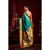 Women's Silk Blend Woven Saree With Unstitched Blouse 5.5 Mtr (Aqua_Blue)