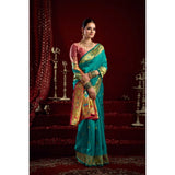 Women's Silk Blend Woven Saree With Unstitched Blouse 5.5 Mtr (Aqua_Blue)