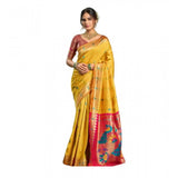 Women's Silk Blend Woven Saree With Unstitched Blouse 5.5 Mtr (Mustard)
