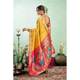 Women's Silk Blend Woven Saree With Unstitched Blouse 5.5 Mtr (Mustard)