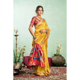 Women's Silk Blend Woven Saree With Unstitched Blouse 5.5 Mtr (Mustard)