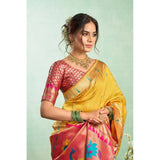 Women's Silk Blend Woven Saree With Unstitched Blouse 5.5 Mtr (Mustard)